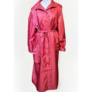 The Totes Coat Salmon Coral Pink Women Lightweight Rain Trench Coat Size 18 VTG